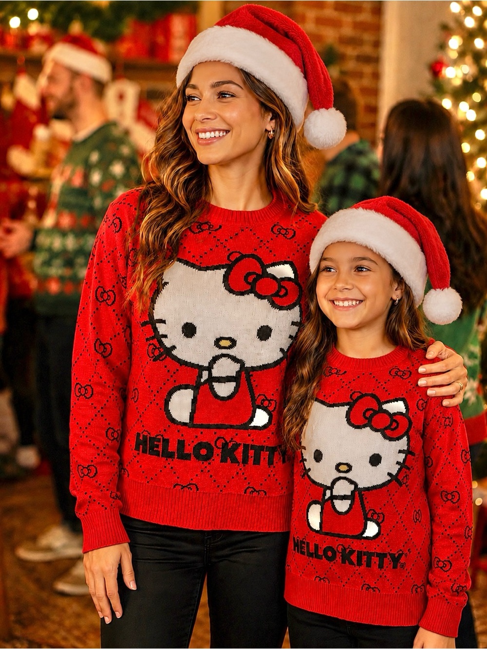 Ugly Christmas Sweater Cartoon Character Hello Kitty Woman’s L Holiday Party